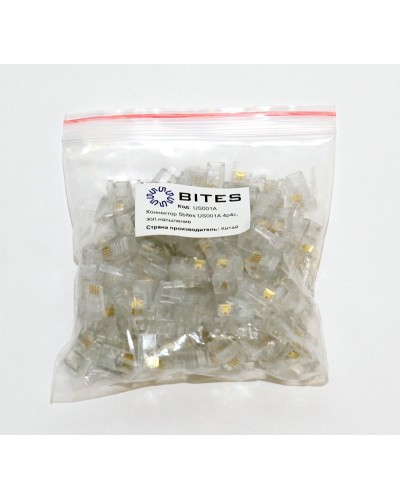 US010A (100шт). Телефонный разъем 4P4C (RJ-11). 5bites в Рубцовске