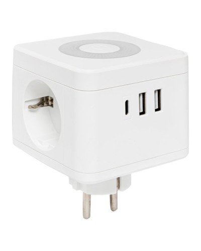 Тройник Куб 2 гнезда 2USB 2,4А+Type C + Ночник. Тройник Куб. EKF в Рубцовске