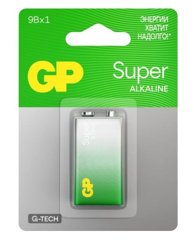 GP Super Alkaline 9V Крона (GP 1604AA21-5CRSBC1), БЛИСТЕР. Алкалиновая батарейка. GP Batteries в Рубцовске
