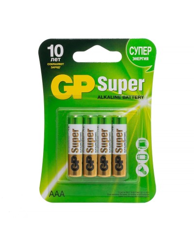 GP Super Alkaline 24A AAA (GP 24A-2CR4), упак. 4 шт. БЛИСТЕР. Алкалиновые батарейки. GP Batteries в Рубцовске