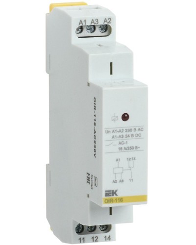 Реле промежуточное модульное OIR 1 контакт 16А 230В AC (OIR-116-AC230V). Реле промежуточное модульное. IEK в Рубцовске