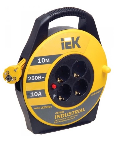 УК10 4 места, 10м (WKP15-16-04-10). Удлинитель на катушке Industrial. IEK в Рубцовске