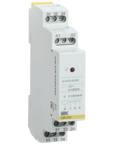 Реле промежуточное модульное OIR 3 контакта 16А 24В AC/DC (OIR-316-ACDC24V). Реле промежуточное модульное. IEK в Рубцовске