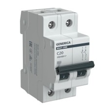 GENERICA ВА47-29М 2P C 20А 4,5кА (MVA21-2-020-C-G). Автоматический выключатель. IEK