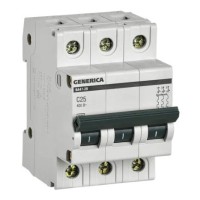 GENERICA ВА47-29 3P C 25А 4,5кА (MVA25-3-025-C). Автоматический выключатель. IEK