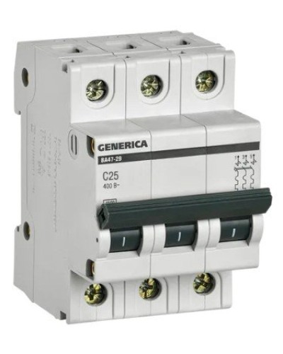 GENERICA ВА47-29 3P C 25А 4,5кА (MVA25-3-025-C). Автоматический выключатель. IEK в Рубцовске