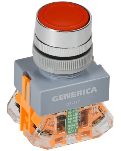 Кнопка D7-11T d=22мм красная GENERICA (BBT50-11T-3-21-K04-G). Кнопка управления с фиксацией. IEK в Рубцовске
