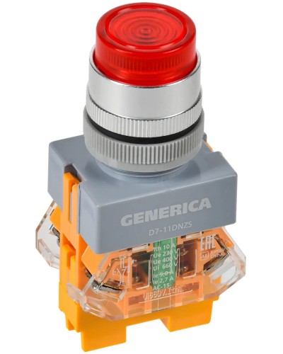 Кнопка D7-11DNZS d=22мм красная GENERICA (BBT50-11DNZS-3-11-K04-G). Кнопка управления с подсветкой и фиксацией. IEK в Рубцовске