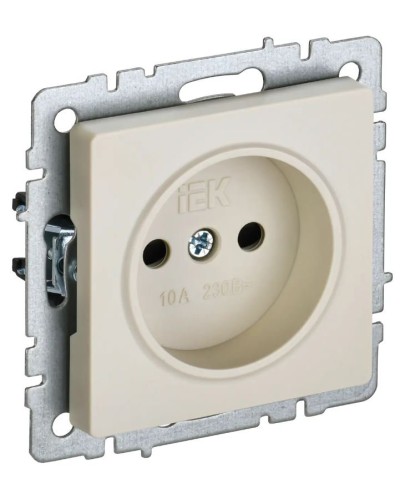 Розетка без з/к РСш10-2-БрКр бежевый BRITE (BR-R13-10-K10). Розетка без заземления с защитными шторками. IEK в Рубцовске