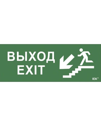 Самоклеящаяся этикетка Выход/лестница вниз/фигура для ССА (LPC10-1-35-13-VLVNF). Самоклеящаяся этикетка 240х90 мм. IEK в Рубцовске
