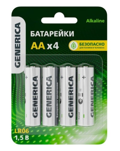 Батарейка Alkaline LR06/AA GENERICA (4 шт) (ABT-LR06-ST-L04-G). Батарейка щелочная. IEK в Рубцовске