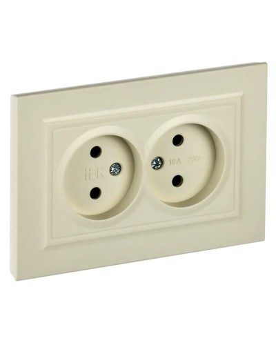 Розетка 2-местная без з/к РС12-2-БрКр бежевый BRITE (BR-R20-10-K10-F). Розетка без заземления без защитных шторок в сборе. IEK в Рубцовске