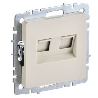 Розетка RJ11+RJ45 РК/Т12-БрКр бежевый BRITE (BR-KT20-O-1-K10). Розетка двойная. IEK