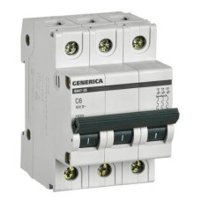 GENERICA ВА47-29 3P C 6А 4,5кА (MVA25-3-006-C). Автоматический выключатель. IEK