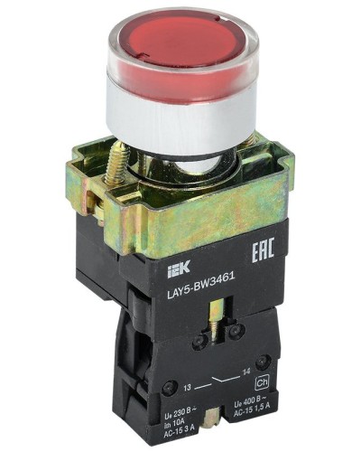 Кнопка LAY5-BW3461 с подсветкой красный 1з (BBT50-BW-K04). Кнопка с подсветкой. IEK в Рубцовске