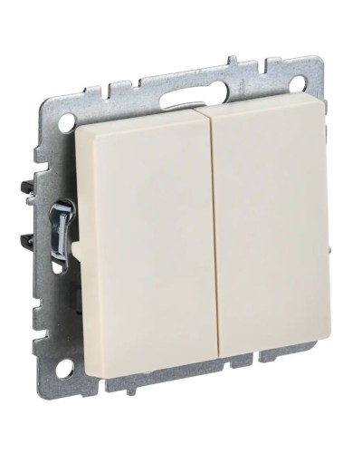 Выключатель 2-клавишный проходной ВС10-2-6-БрКр бежевый BRITE (BR-V22-0-10-K10). Выключатель. IEK в Рубцовске