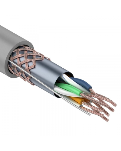 SF/UTP, CAT 5e, PVC, 4PR, 24AWG, INDOOR, STRANDED, серый, 305м, REXANT (01-0343). Кабель «витая пара» (LAN) для структурированных систем связи. Rexant в Рубцовске