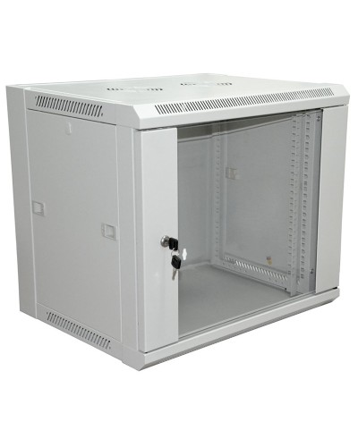 Шкаф телекоммуникационный 19 настенный 12U 600×450×635 мм (ШxГxВ) - передняя дверь стекло, боковые стенки съемные (разобранный) RAL 7035 (04-2202). Шкаф телекоммуникационный 19 настенный 12U. Rexant в Рубцовске