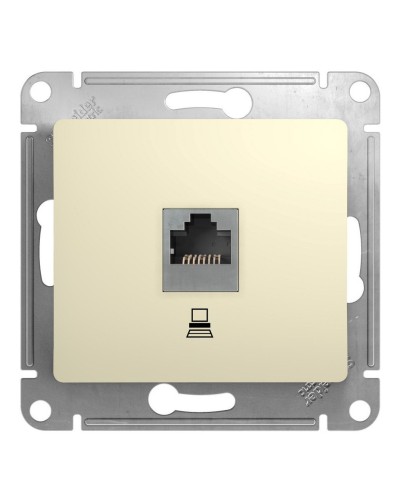 Glossa розетка RJ45 1-местная, кат. 5Е, скрытой установки, механизм, бежевый (GSL000281K). Розетка компьютерная. Systeme Electric в Рубцовске