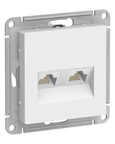 AtlasDesign розетка RJ45+RJ45, 2-местная, скрытой установки, механизм, белый (ATN000185). Розетка компьютерная. Systeme Electric в Рубцовске