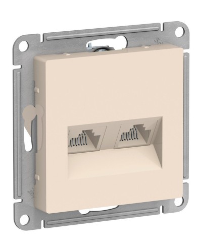 AtlasDesign розетка RJ45+RJ45, 2-местная, скрытой установки, механизм, бежевый (ATN000285). Розетка компьютерная. Systeme Electric в Рубцовске