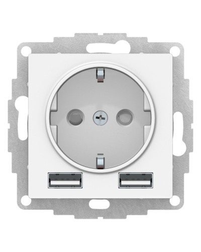 AtlasDesign розетка 1-местная с 2 USB A+A, скрытой установки, механизм, белый (ATN000130). Розетка с USB. Systeme Electric в Рубцовске