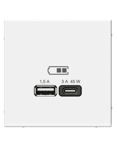 ArtGallery розетка USB тип-A+C 45Вт, скрытой установки, механизм, белый (GAL000129). Розетка USB. Systeme Electric в Рубцовске