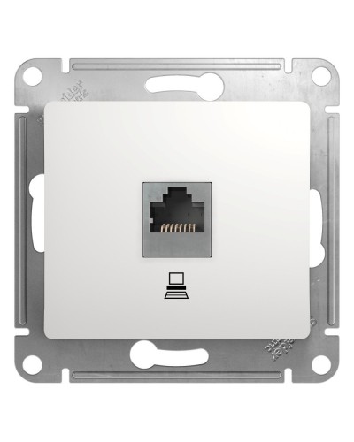 Glossa розетка RJ45 1-местная, кат. 5Е, скрытой установки, механизм, белый (GSL000181K). Розетка компьютерная. Systeme Electric в Рубцовске