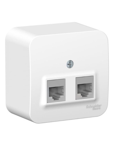BLANCA розетка RJ45 2-местная, кат. 5Е, открытой установки, белый (BLNIA045451). Розетка компьютерная с изолированной пластиной. Systeme Electric в Рубцовске