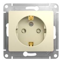 Glossa розетка 1-местная, в сборе, с заземлением со шторками, скрытой установки, бежевый (GSL000245). Розетка. Systeme Electric