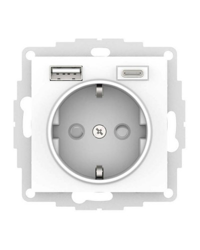 AtlasDesign розетка 1-местная с 2 USB A+C, скрытой установки, механизм, белый (ATN000132). Розетка с USB. Systeme Electric в Рубцовске