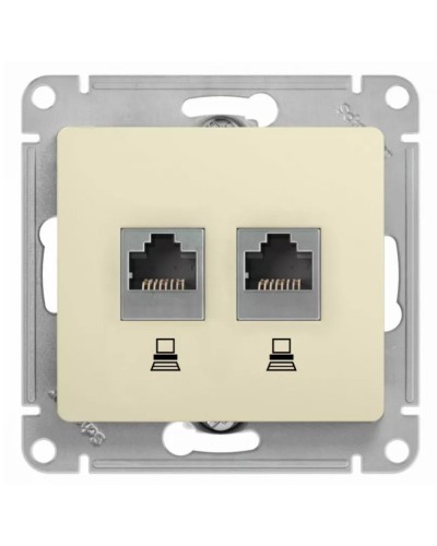 Glossa розетка RJ11+RJ45, 2-местная, кат. 5Е, скрытой установки, механизм, бежевый (GSL000285). Розетка компьютерная + телефонная. Systeme Electric в Рубцовске