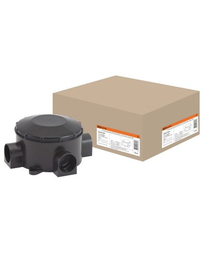 Распаячная коробка ОП D80х35мм, IP42, 3-х рожковая, черная TDM (SQ1401-4044). Распаячная коробка ОП. TDM ЕLECTRIC в Рубцовске