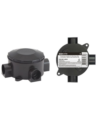 Распаячная коробка ОП D80х35мм, IP42, 3-х рожковая, черная TDM (SQ1401-4054). Распаячная коробка ОП. TDM ЕLECTRIC в Рубцовске