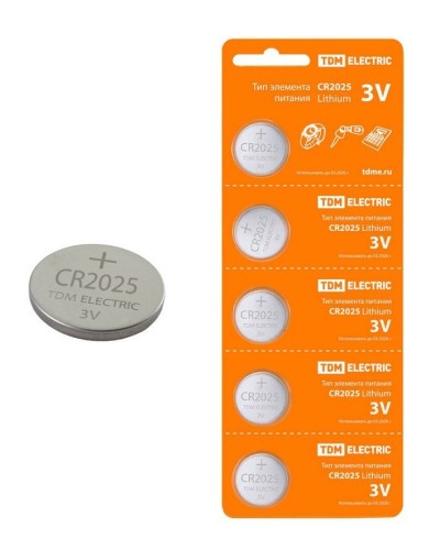 CR2025 Lithium 3V BP-5 TDM (SQ1702-0028). Элемент питания. TDM ЕLECTRIC в Рубцовске