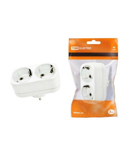 Блок на 2 гнезда 2П+З плоский 16А 250B TDM (SQ1806-0026). Розетка. TDM ЕLECTRIC в Рубцовске