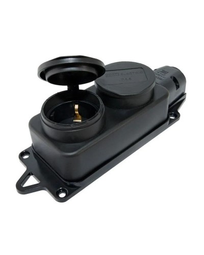 Розетка двухместная 2Р+РЕ 16А 250В IP44 (SQ0612-0037). Розетка двухместная с заглушками каучук. TDM ЕLECTRIC в Рубцовске