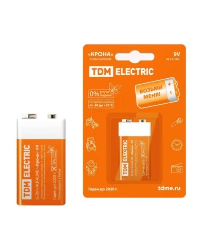 6LR61 Крона 9V BP-1 TDM (SQ1702-0013). Элемент питания. TDM ЕLECTRIC в Рубцовске