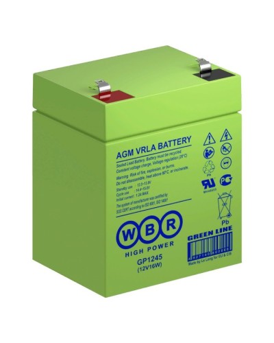 WBR GP1245 (12V16W). Аккумулятор герметичный свинцово-кислотный. WBR в Рубцовске