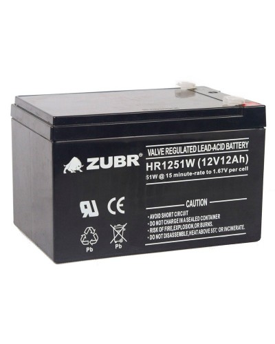 ZUBR HR 1251W (12V, 12Ah). Аккумулятор герметичный свинцово-кислотный. ZUBR в Рубцовске