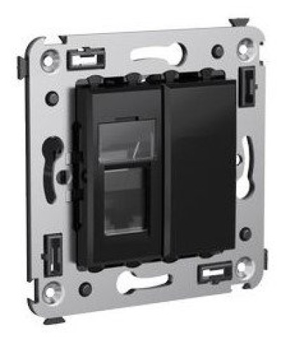 Розетка RJ-45 в стену Avanti одинарная черный квадрат (4402463). Розетка компьютерная. ДКС в Рубцовске