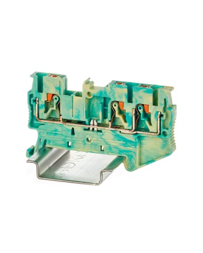 Клемма заземления, 3 точки подключения, 2.5 кв.мм (VPR-2.5-TWIN-PE-YG). Клемма заземления, зажим push-in. ДКС в Рубцовске