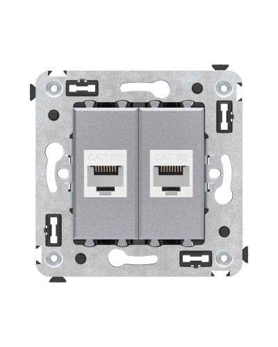 Розетка RJ-45 в стену, кат.5E, Avanti, двойная, закаленная сталь (4404664). Розетка компьютерная. ДКС в Рубцовске