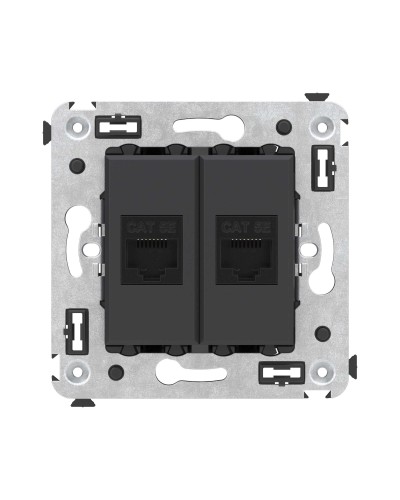 Розетка RJ-45 в стену, кат.5E, Avanti, двойная, черный матовый (4412664). Розетка компьютерная. ДКС в Рубцовске