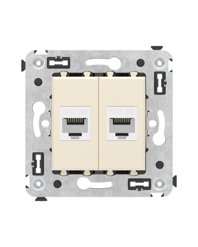 Розетка RJ-45 в стену, кат.5E, Avanti, двойная, ванильная дымка (4405664). Розетка компьютерная. ДКС в Рубцовске