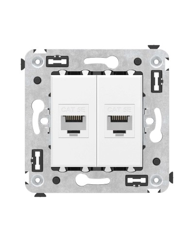 Розетка RJ-45 в стену, кат.5E, Avanti, двойная, белое облако (4400664). Розетка компьютерная. ДКС в Рубцовске