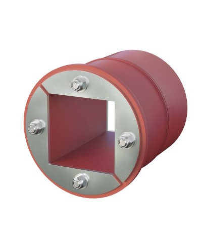 Проходка круглая, нержавеющая, D150х70 мм с проемом 90х90 мм (DXF3125): Проходка круглая, нержавеющая, с проёмом в Рубцовске