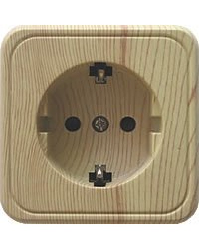Розетка одинарная открытой установки с з/к, сосна, LK Standard (813225). Розетка с заземляющими контактами и защитными шторками. Экопласт в Рубцовске