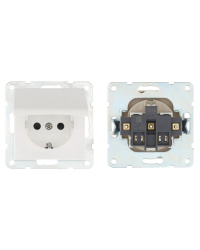 Розетка с з/к, шторками и крышкой, белый LK80 (843404-1). Розетка. Экопласт в Рубцовске