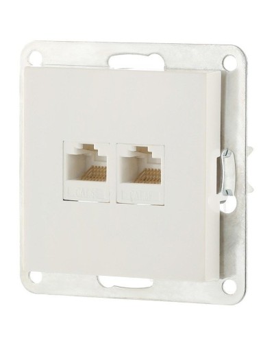 Розетка 2xRJ-45 кат.5е с накладкой, белый LK80 (846204-1). Розетка компьютерная двойная. Экопласт в Рубцовске